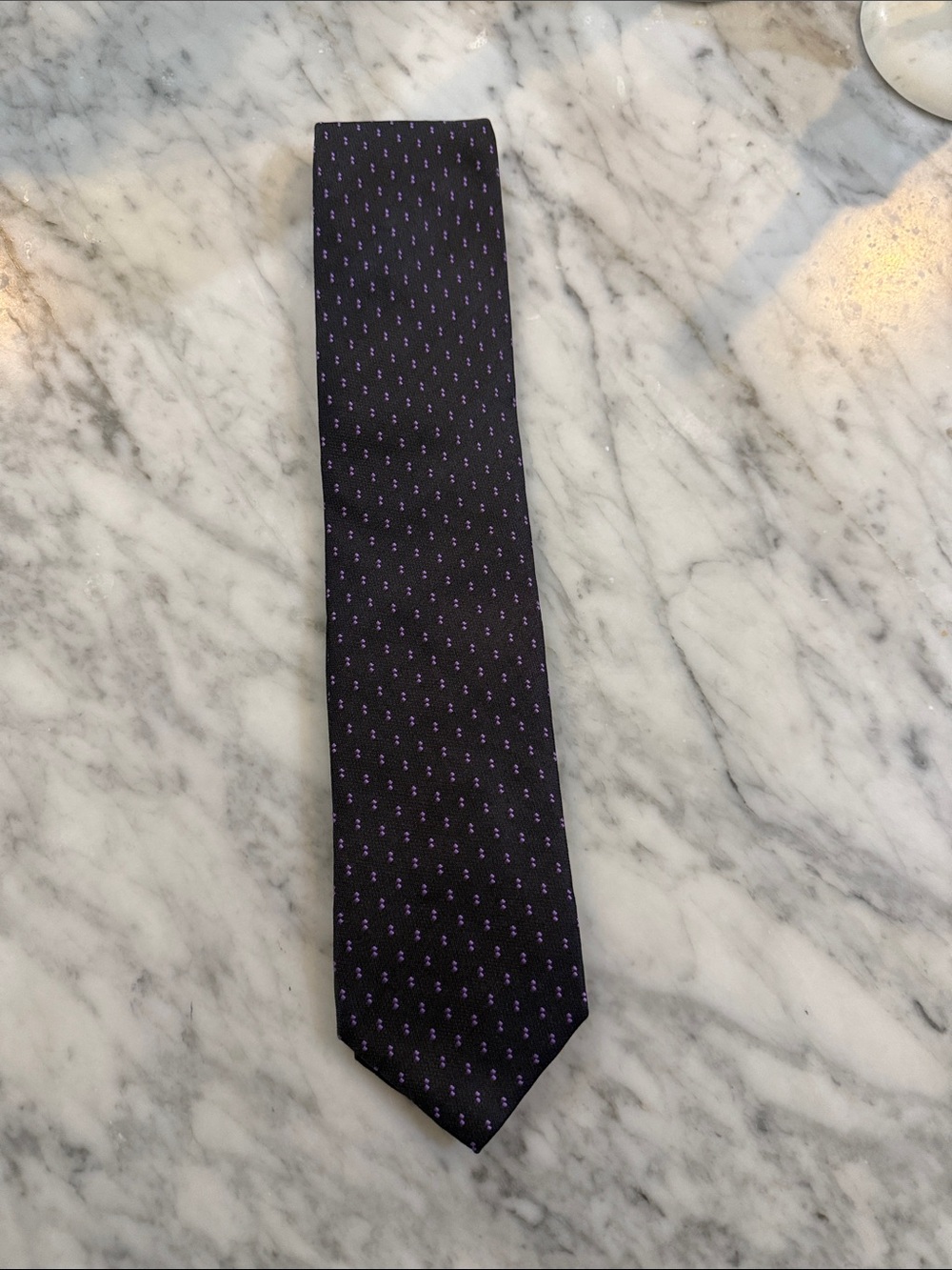 Banana Republic Black Tie with Purple Microdot Pattern